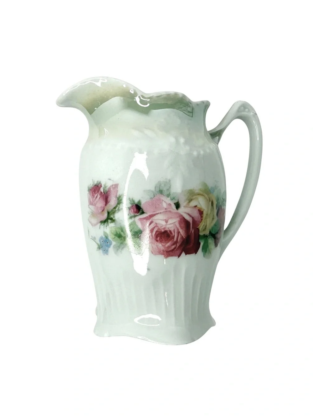 Antique Porcelain Floral Rose Milk Jug Pitcher Victorian Vase
